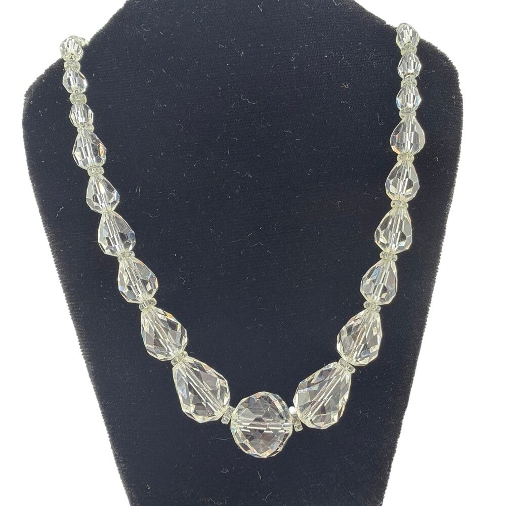 Vintage Art Deco Graduated Faceted Crystal Necklace
